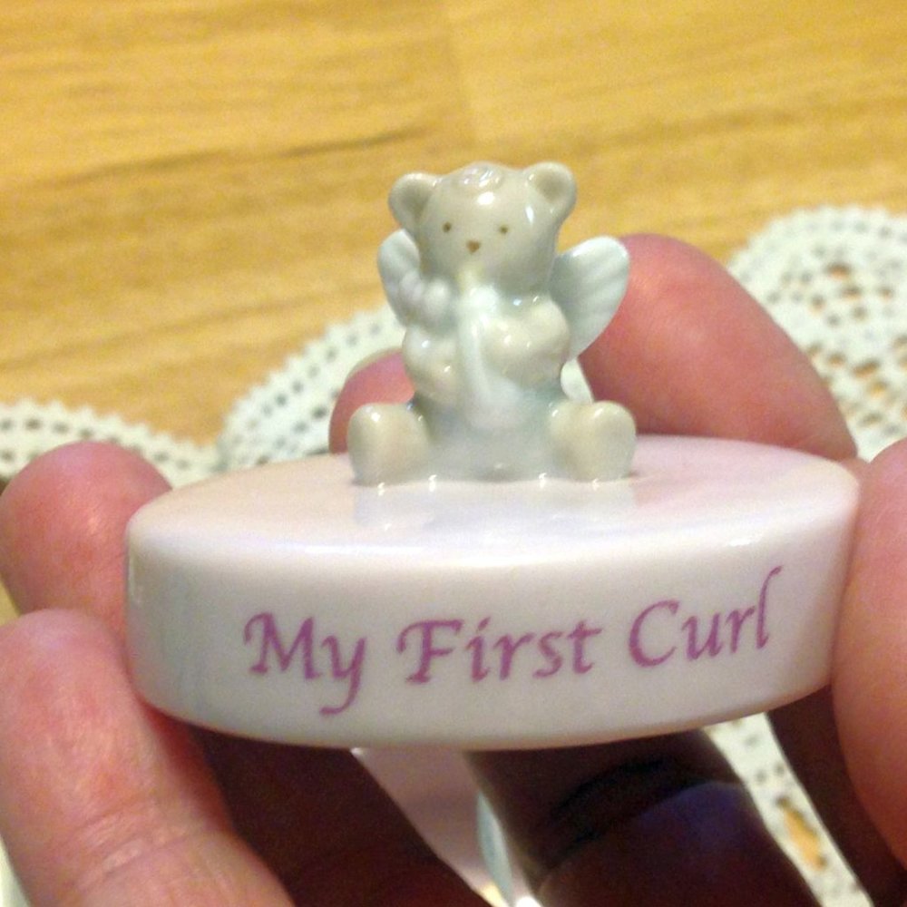 Baby Keepsake - Russ Berrie "Baby's First Curl", Handpainted, new